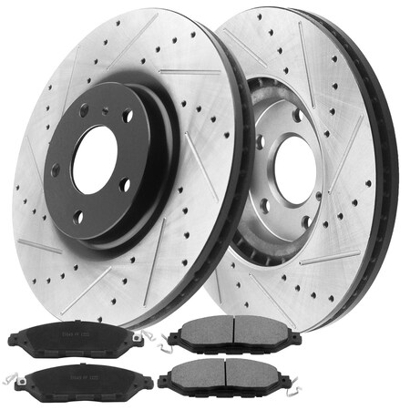 Motorbymotor MotorbyMotor Front 320mm Drilled & Slotted Brake Rotor & Brake Pad kit 12042120&D1649(6Pack) BRF12042120-D1649